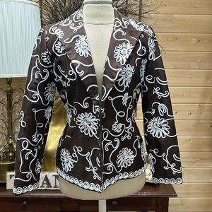 Chocolate Brown and White Blazer